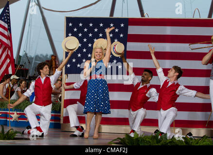 Megan Hilty performs during the A Capitol Fourth 2012 Independence Day Concert rehearsals at the National Mall in Washington, DC on Tues. July 3, 2012. Stock Photo