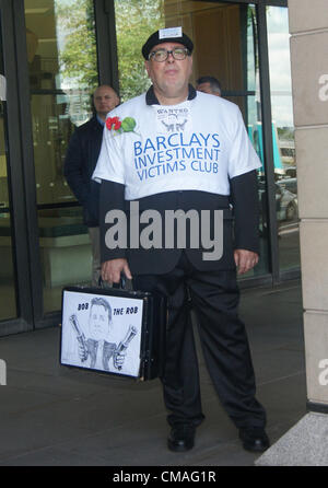 London, UK. 4th July, 2012. Protester outside the Treasury Select Comittee Hearing Held at Portcullis House, Westminster London Stock Photo