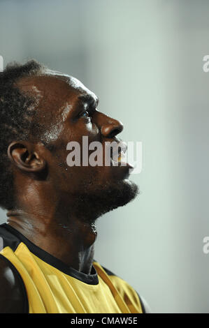 Usain Bolt (JAM), SEPTEMBER 4, 2011 - Athletics : The 13th IAAF World Championships in Athletics - Daegu 2011, Men's 4x100m Relay Final at the Daegu Stadium in Daegu, South Korea.(Photo by Takashi Okui/AFLO) Stock Photo