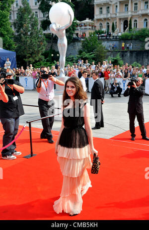 U.S. actress Kara Hayward arrives at the closing ceremony of the 47th Karlovy Vary International Film Festival on Saturday, July 7, 2012. (CTK Photo/Vit Simanek) Stock Photo