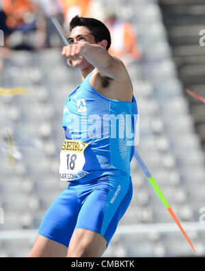 BARCELONA, Spain: Thursday 12 July 2012, Braian Toledo of Argentina in the mens javelin qualification during the morning session of day 3 of the IAAF World Junior Championships at the Estadi Olimpic de Montjuic. Photo by Roger Sedres/ImageSA Stock Photo