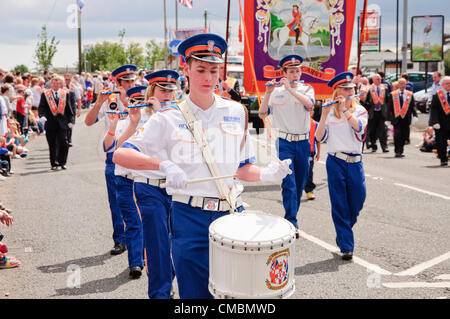 12th july parades in carrickfergus northern ireland, orange men marching Stock Photo