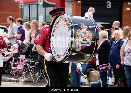 12th july parades in carrickfergus northern ireland, orange men marching Stock Photo