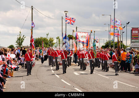 12th july parades in carrickfergus northern ireland, orange men marching Stock Photo
