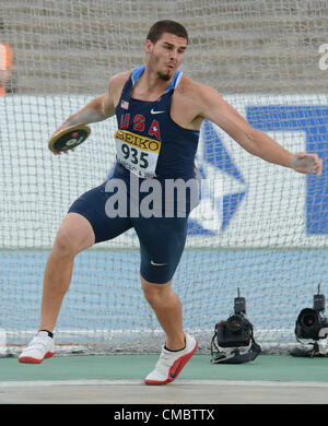 BARCELONA, Spain: Thursday 12 July 2012, Dalton Rowan (935) of the USA in the mens discus during the afternoon session of day 3 of the IAAF World Junior Championships at the Estadi Olimpic de Montjuic. Photo by Roger Sedres/ImageSA Stock Photo