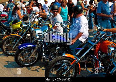 13. 07. 2012 Port Dover Ontario Canada, Friday the 13th motorcycle cruise. Thousands of motorcycle enthusiast ride to the Lake Erie Town of Port Dover, Tens of thousands of bikers and visitors will decent on the town of about 5000 year round residents along the north shore of Lake Erie for this traditional event. Stock Photo
