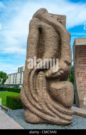 Drancy; France, Shoah Memorial in Suburbs, Camp Drancy, Holding Place, Where in WWII, Nazi Deportations of Jews and other Foreigners, 1941, to German Death Camps, took place, Memorial Statue,  created by sculptor Shlomo Selinger, persecution of jews in europe, history jews france, holocaust jews wwii Stock Photo