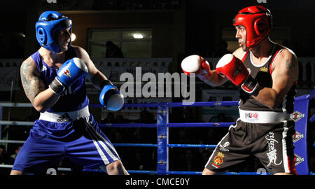 Amateur and semi-pro boxing combats in Castellon, Spain Stock Photo