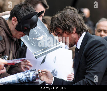Christian Bale attends the European Premiere of The Dark Knight Rises on 18/07/2012 at Leicester Square, London. Persons pictured: Christian Bale Stock Photo