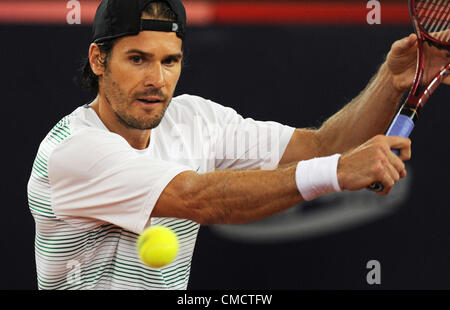 20.07.2012. Hamburg, Germany. Germany's Tommy Haas plays against Germany's Mayer at the ATPWorld Tour 500 tournament at Rothenbaum in Hamburg, Germany, 20 July 2012. Stock Photo