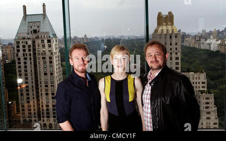 Australian actors Richard Roxburgh (L) and Cate Blanchett will star in the Sydney Theatre Companys' production of the  Chekhov play Uncle Vanya at the Lincoln Center in New York City. They are pictured July 19, 2012 at the  Meridien hotel with Cate Blanchetts' husband and co- artistic director of the company Andrew Upton. Stock Photo