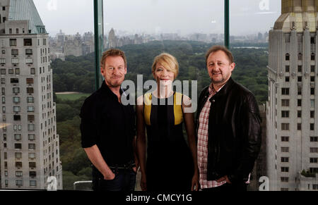 Australian actors Richard Roxburgh (L) and Cate Blanchett will star in the Sydney Theatre Companys' production of the  Chekhov play Uncle Vanya at the Lincoln Center in New York City. They are pictured July 19, 2012 at the  Meridien hotel with Cate Blanchetts' husband and co- artistic director of the company Andrew Upton. Stock Photo