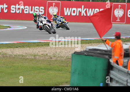 21.07.2012. Brno, Czech Republic.  Red flag after a accident Brno Racetrack, Brno Czech Republic. The SBK  ninth round of the FIM Superbike World Championship qualification. Stock Photo