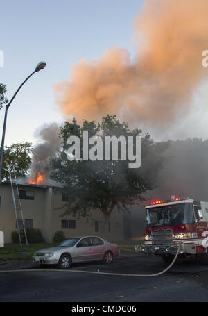 July 21, 2012 - Modesto, CA, USA - An apartment fire on Robertson Rd in Modesto CA destroyed several apartments July 21th 2012. (Credit Image: © Marty Bicek/ZUMAPRESS.com) Stock Photo