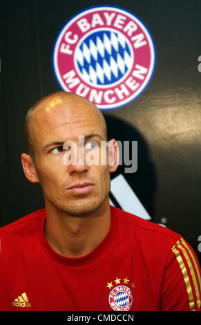 23.07.2012.  Beijing, CHINA; FC Bayern Munchen arrives in Beijing for first 'Yingli Cup' match against Beijing Guoan on July 24th at the Workers Stadium. Arjen Robben at a promotional event at Adidas flagship store. Stock Photo