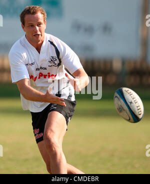 DURBAN, SOUTH AFRICA - JULY 24, Meyer Bosman during The Sharks training session and press conference at Mr Price Kings Park on July 24, 2012 in Durban, South Africa Photo by Steve Haag / Gallo Images Stock Photo