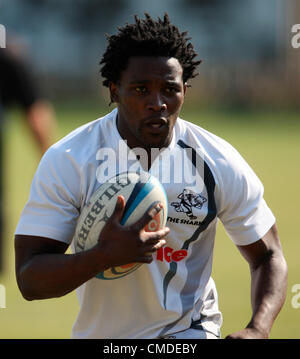 DURBAN, SOUTH AFRICA - JULY 24, Lwazi Mvovo during The Sharks training session and press conference at Mr Price Kings Park on July 24, 2012 in Durban, South Africa Photo by Steve Haag / Gallo Images Stock Photo