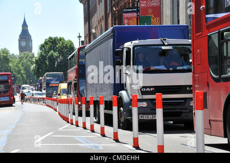 Whitehall, London, UK. 24th July 2012. The streets of Londoan are being disrupted by the London 2012 Olympics which starts in three days, and London is buzzing. Stock Photo