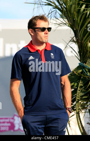 Paul Goodison of Team GB in the Sailing event at the 2012 Olympics opening event in Weymouth Stock Photo