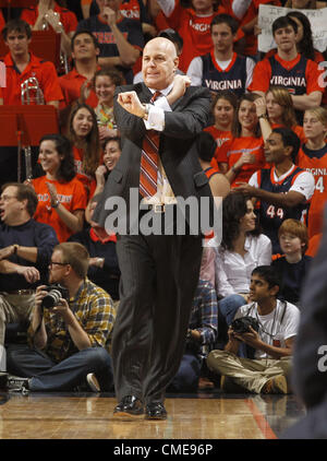 Jan. 22, 2012 - Charlottesville, Virginia, UNITED STATES - Virginia Tech head coach Seth Greenberg during the game against Virginia Saturday Jan. 21, 2012 in Charlottesville, Va. Virginia Tech defeated Virginia 47-45. (Credit Image: © Andrew Shurtleff/ZUMAPRESS.com) Stock Photo