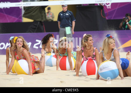 CHEER LEADERS WOMENS BEACH VOLLEYBALL HORSE GUARDS PARADE LONDON ENGLAND 29 July 2012