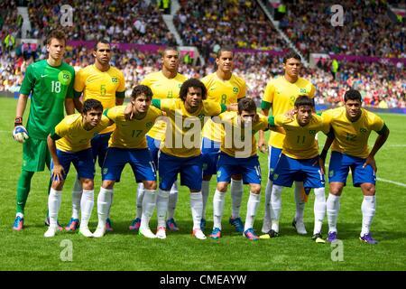 29.07.2012 Manchester, England. The Brazil Team for the first round group C match between Brazil and Belarus. 2012 Olympic Games mens football tournament. Stock Photo