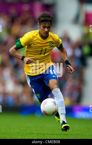 29.07.2012 Manchester, England. Brazil forward Neymar in action during the first round group C match between Brazil and Belarus. 2012 Olympic Games mens football tournament. Stock Photo