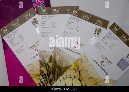 Paralympic tickets for the closing and opening ceremony at the Olympic park London Stock Photo