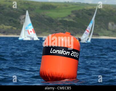 Olympic Sailing, action during the London 2012 Olympic Games at the Weymouth & Portland Venue, Dorset, Britain, UK. Stock Photo