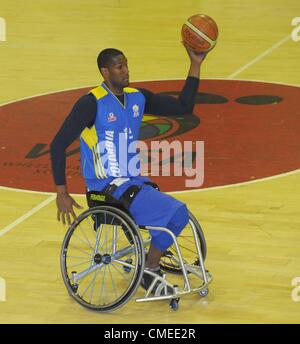 JOHANNESBURG, SOUTH AFRICA - JULY 28, Rodney Hawkins of Columbia during the SASOL Wheelchair Basketball match between South Africa and Columbia at Mandeville Sports Centre on July 28, 2012 in Johannesburg, South Africa Photo by Lee Warren / Gallo Images Stock Photo