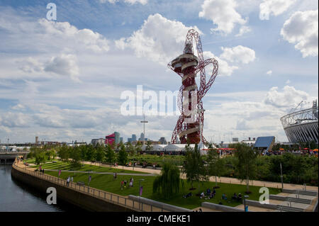 30.07.2012 London, England.  A general view of the Olympic Park and the Orbit on day three of the 2012 Olympic Games. Stock Photo