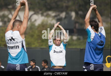 July 31, 2012 - Los Angeles, California, USA - Sergio Ramos of Real Madrid during their training session at the UCLA campus in Los Angeles, California, Tuesday, 31 July 2012.  Real Madrid will play the Los Angeles Galaxy on Thursday, 2 August 2012 at the Home Depot Center. (Credit Image: © Ariana Ruiz/Prensa Internacional/ZUMAPRESS.com) Stock Photo