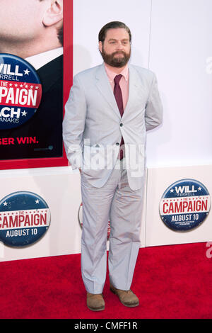 HOLLYWOOD, CA - AUG 2: Actor Zach Galifianakis arrives at the premiere of Warner Bros. Pictures ' The Campaign' at Grauman's Chinese Theatre on August 2, 2012 in Hollywood, California. Stock Photo