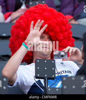 Aug. 3, 2012 - London, England, United Kingdom - Fans watches Athletics at the London Olympics 2012 at the Olympic Stadium on August 03,2012 in London, United Kingdom. (Credit Image: © Paul Kitagaki Jr./ZUMAPRESS.com) Stock Photo