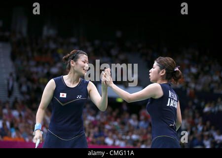 (L-R) Reika Kakiiwa,  Mizuki Fujii (JPN),  AUGUST 4, 2012 - Badminton :  Women's Doubles final at Wembley Arena  during the London 2012 Olympic Games in London, UK.   (Photo by Koji Aoki/AFLO SPORT) [0008] Stock Photo