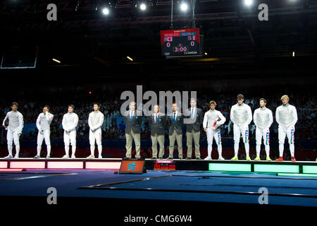General view,  AUGUST 5, 2012 - Fencing :  Men's Team Foil final at ExCeL during the London 2012 Olympic Games in London, UK.    (Photo by Enrico Calderoni/AFLO SPORT) Stock Photo