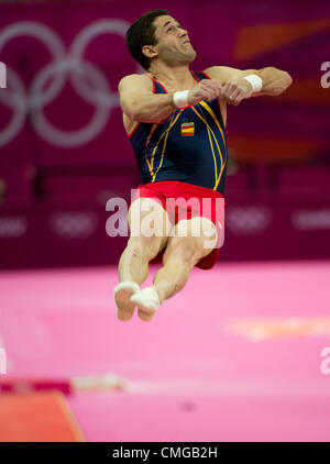 Aug. 6, 2012 - London, England, United Kingdom - Isaac Botella Perez (ESP) finished 6th in the Men's Vault finals in  Gymnastics Artistic in the London Olympics 2012 at the North Greenwich Arena on August 06,2012 in London, United Kingdom. (Credit Image: © Paul Kitagaki Jr./ZUMAPRESS.com) Stock Photo