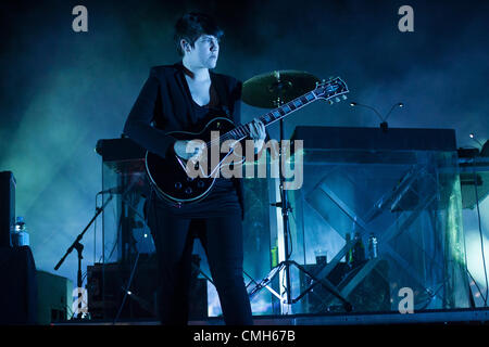 SIBENIK, CROATIA, Thursday, August 9, 2012. The XX perform at the Terraneo Summer Eco Music Festival in Sibenik, Croatia. Stock Photo