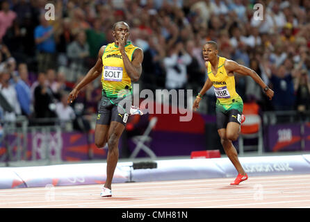 USAIN BOLT & WARREN WEIR 2012 OLYMPIC GAMES Stock Photo