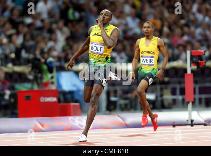 USAIN BOLT & WARREN WEIR 2012 OLYMPIC GAMES Stock Photo