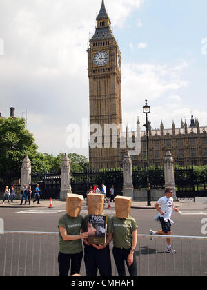 10th Aug 2012. Campaigners for plain cigarette packaging in the UK, outside the Houses of Parliament, London, UK, 10th August 2012. Credit:  Michael Matthews / Alamy Live News