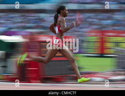 Aug. 10, 2012 - London, England, United Kingdom - DeeDee Trotter (USA) runs in the Women's 4 x 400m Relay heats in Athletics during the London Olympics 2012 at the Olympic Stadium on August 10, 2012 in London, United Kingdom. (Credit Image: © Paul Kitagaki Jr./ZUMAPRESS.com) Stock Photo