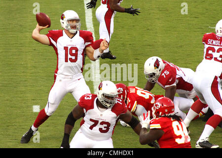 10th Aug 2012. Arizona Cardinals quarterback John Skelton (19) looks to pass during first half action. The Chiefs defeat the Cardinals 27-17 in the game at Arrowhead Stadium. Stock Photo