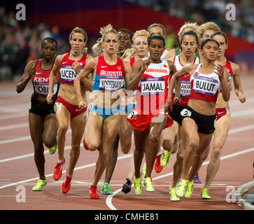 Aug. 10, 2012 - London, England, United Kingdom - Competitors race in the Women's 1500m final in Athletics during the London Olympics 2012 at the Olympic Stadium in London. (Credit Image: © Paul Kitagaki Jr./ZUMAPRESS.com) Stock Photo