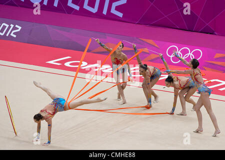 10th Aug 2012. Bulgaria team group (BUL),  AUGUST 10, 2012 - Gymnastics - Rhythmic :  Group All-Around Qualification Rotation 2 at Wembley Arena during the London 2012 Olympic Games in London, UK. (Photo by Enrico Calderoni/AFLO SPORT) [0391] Stock Photo