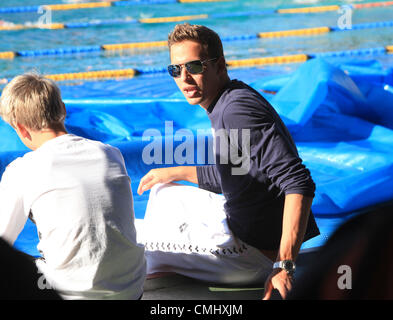 10th Aug 2012. DURBAN, SOUTH AFRICA: South African Olympic medalist Chad Le Clos at the Pinetown swimming pool where he used to train on August 10, 2012 in Durban, South Africa. Princess Charlene wants to upgrade the facility so that it can produce more talent like Chad Le Clos. (Photo by Gallo Images / Sunday Times / Jackie Clausen) Stock Photo