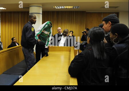 13th Aug 2012. CAPE TOWN, SOUTH AFRICA – AUGUST 13: Xolile Mngeni appears in the Cape Town High Court, on August 13, 2012 in Cape Town, South Africa. He is accused of being involved in the murder on Anni Dewani, whose British husband Shrien Dewani allegedly plotted her murder while on honeymoon in South Africa. (Photo by Gallo Images / Foto24 / Michael Hammond). Credit:  Gallo images / Alamy Live News Stock Photo