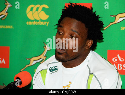 14th Aug 2012. CAPE TOWN, SOUTH AFRICA - AUGUST 14, Lwazi Mvovo during the South African national rugby team press conference at Southern Sun, Cullinan Hotel on August 14, 2012 in Cape Town, South Africa Photo by Grant Pitcher / Gallo Images Stock Photo