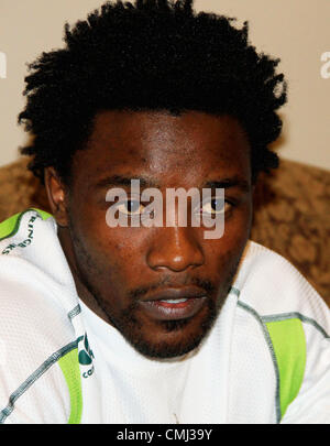 14th Aug 2012. CAPE TOWN, SOUTH AFRICA - AUGUST 14, Lwazi Mvovo during the South African national rugby team press conference at Southern Sun, Cullinan Hotel on August 14, 2012 in Cape Town, South Africa Photo by Grant Pitcher / Gallo Images Stock Photo