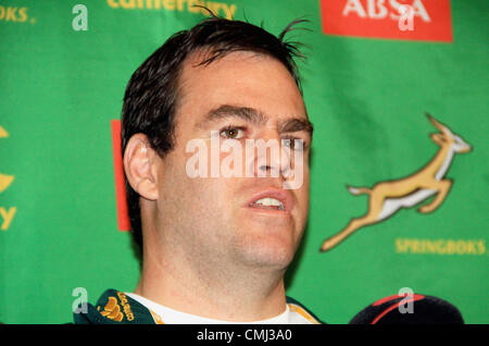 14th Aug 2012. CAPE TOWN, SOUTH AFRICA - AUGUST 14, Johann van Graan (Springboks Forwards Coach) during the South African national rugby team press conference at Southern Sun, Cullinan Hotel on August 14, 2012 in Cape Town, South Africa Photo by Grant Pitcher / Gallo Images Stock Photo